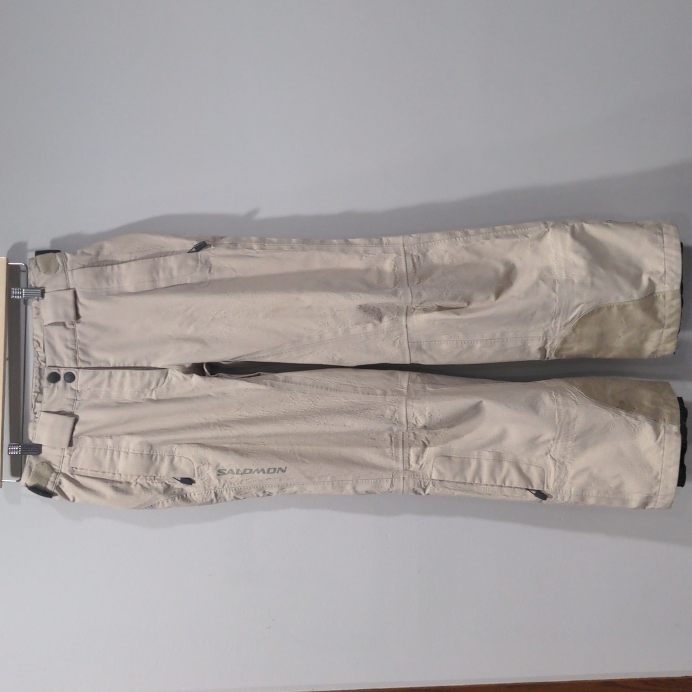 Salomon Women's Ski Snow Pants Tan Khaki Size 8 Lightweight Pockets Adjustable